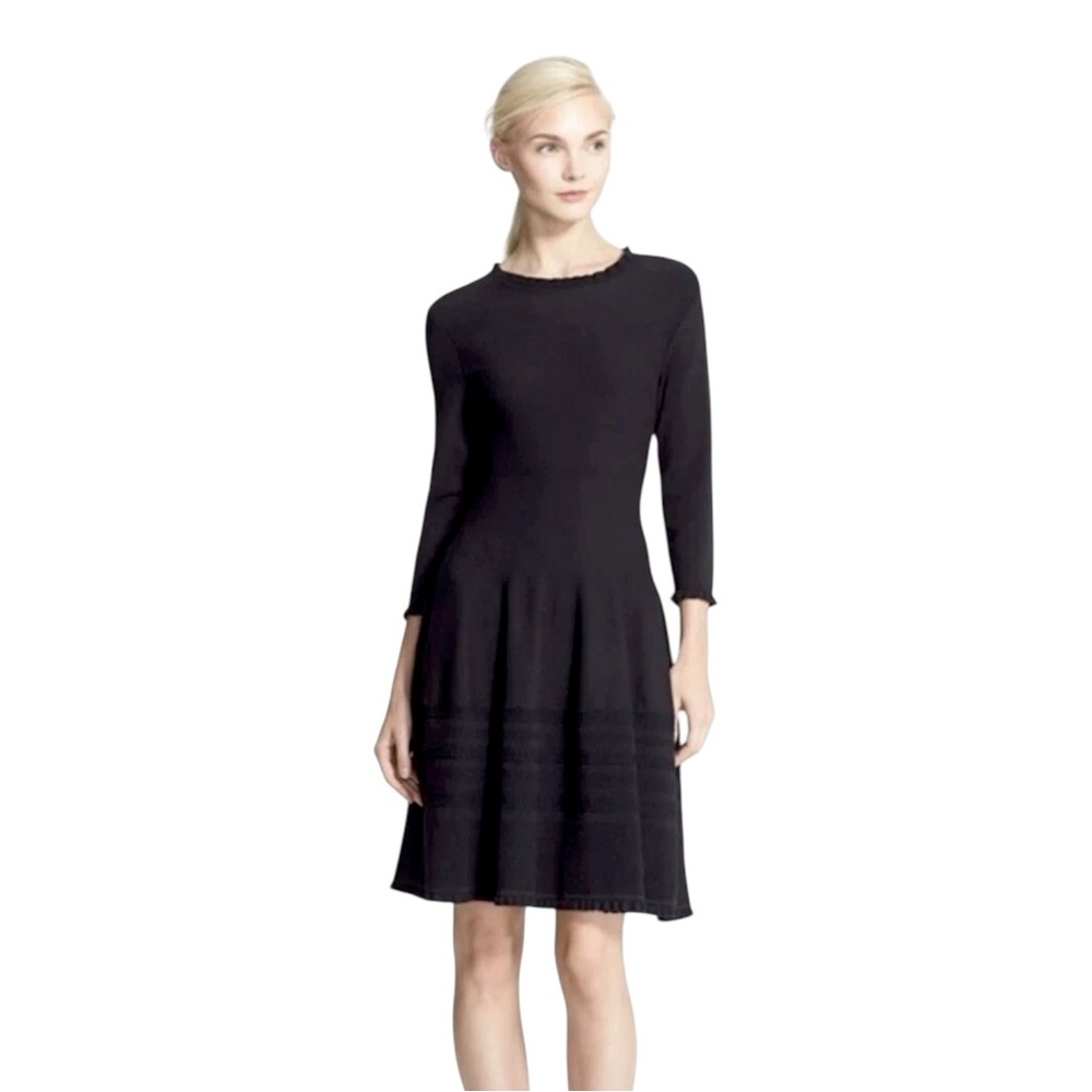 Kate Spade Pointelle Sweater Knit Dress‎ Size Small Black Fit & Flare